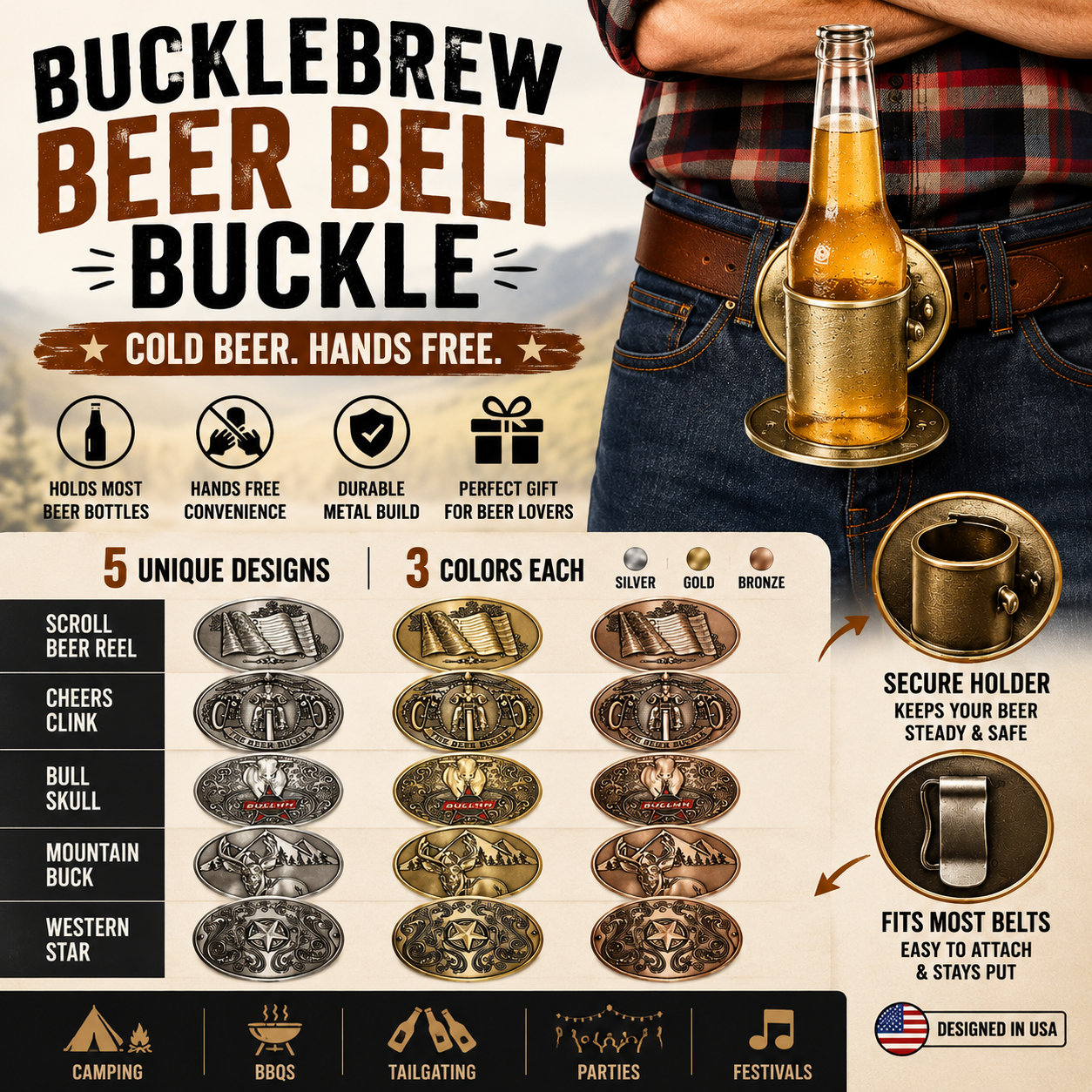 BuckleBrew™ Beer Belt Buckle Holder